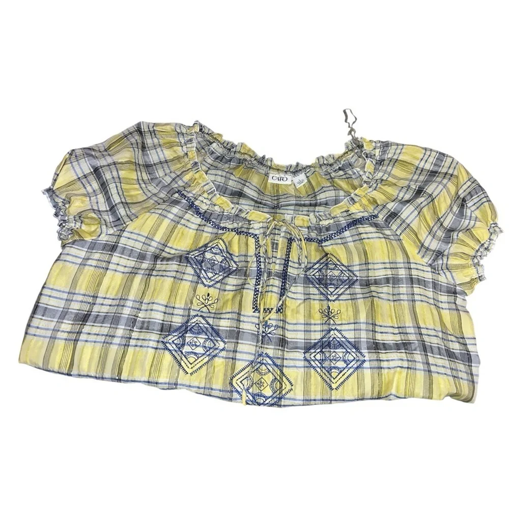 Cato Yellow and Black Plaid Blouse